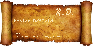 Mahler Dávid névjegykártya