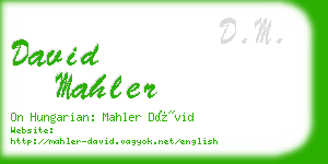 david mahler business card